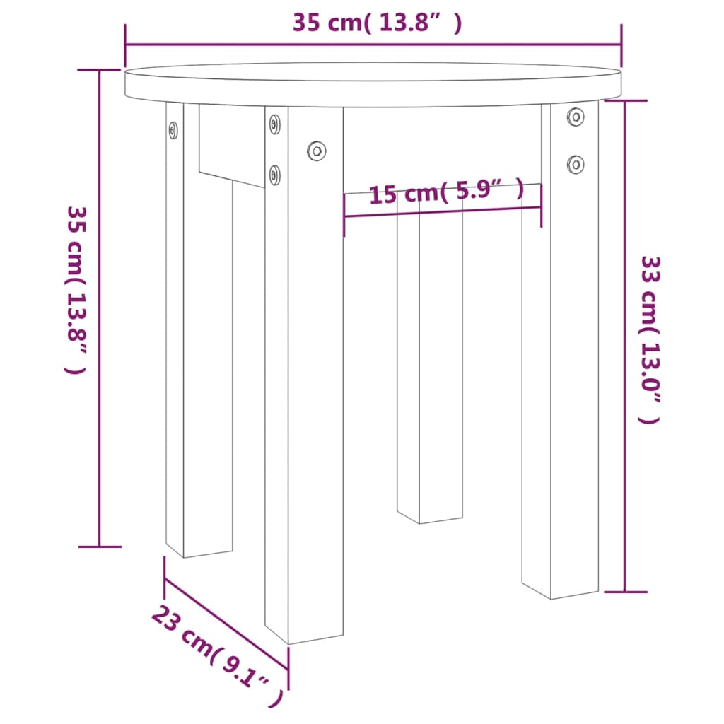 Salontafel Ø 35X35 Cm Massief Grenenhout Wit