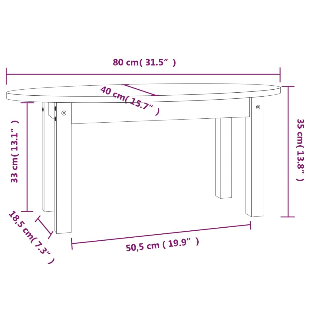 Salontafel 80X40X35 Cm Massief Grenenhout Grijs