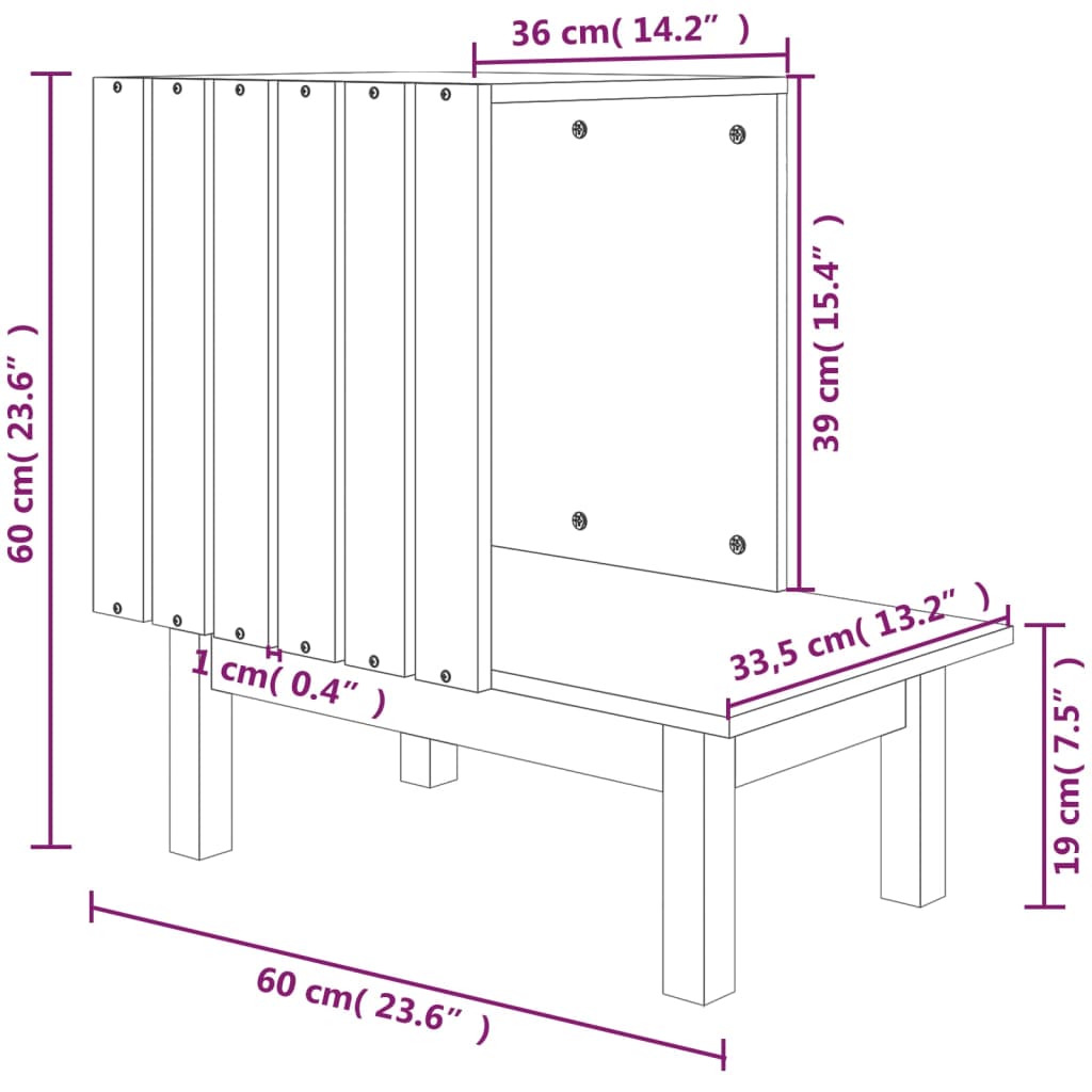 Kattenhuis 60x36x60 cm massief grenenhout wit Wit