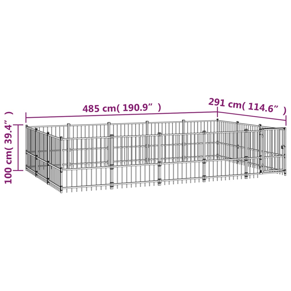 Hondenkennel Voor Buiten 14,11 M² Staal 485 x 291 x 100 cm