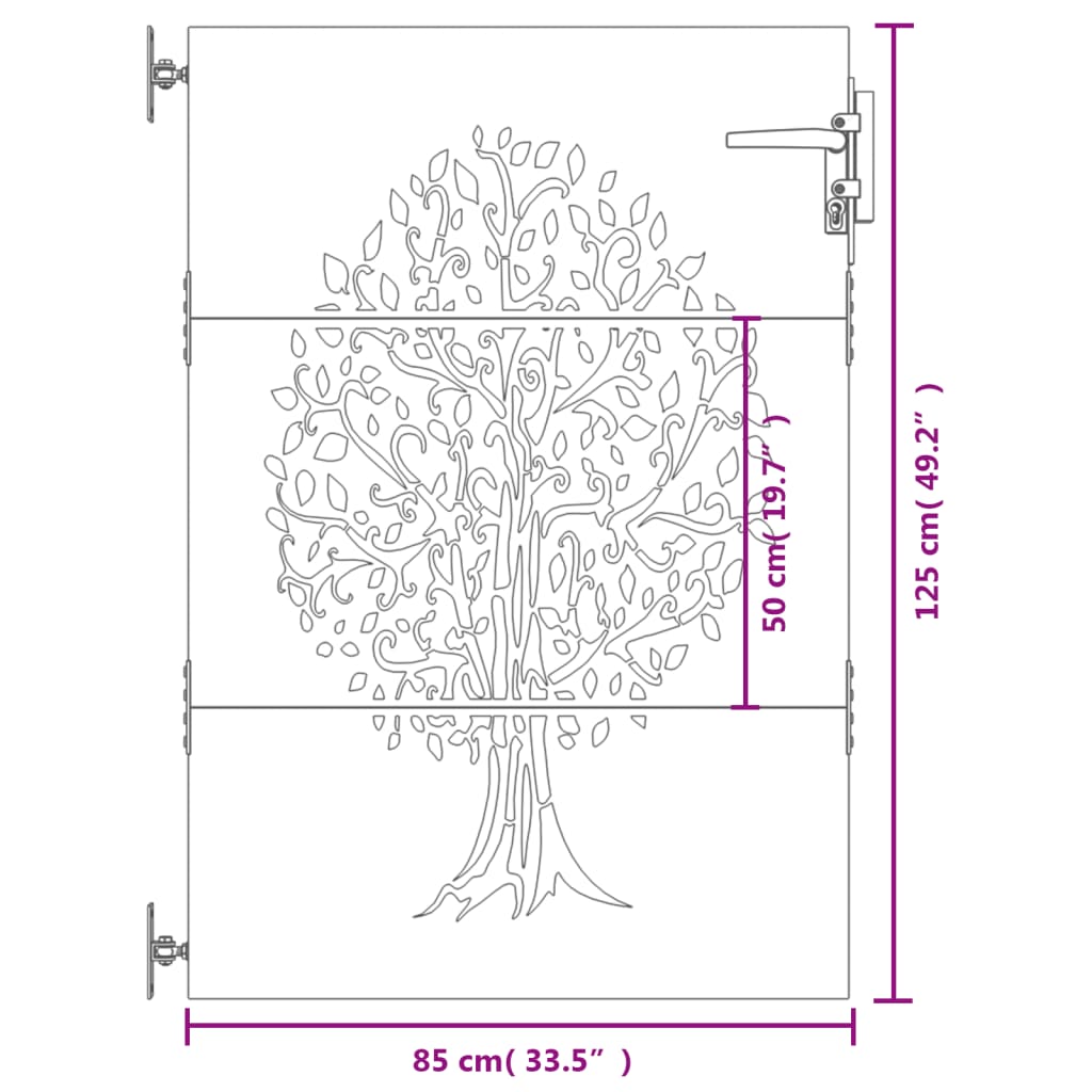 Poort Boomontwerp Cortenstaal 85 x 125 cm