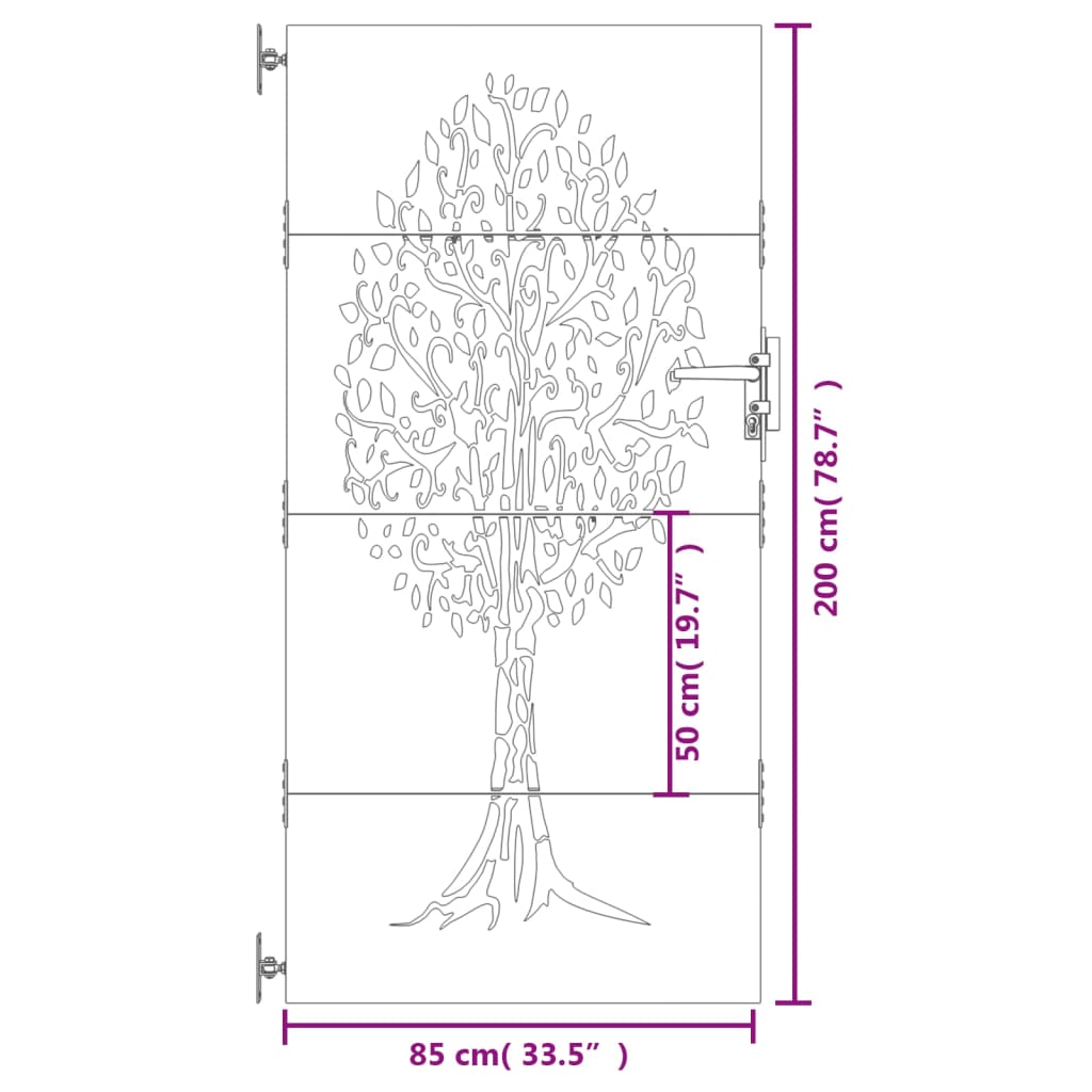 Poort 85X200 Cm Boomontwerp Cortenstaal 85 x 200 cm