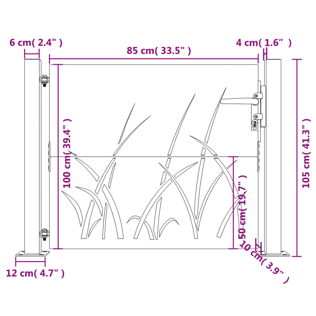 Poort Grasontwerp Cortenstaal 105 x 105 cm
