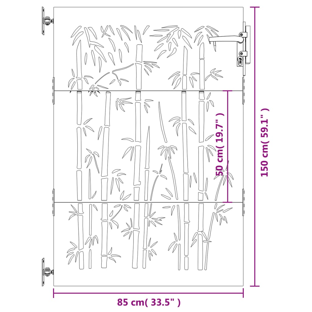 Poort 85X150 Cm Bamboe-Ontwerp Cortenstaal