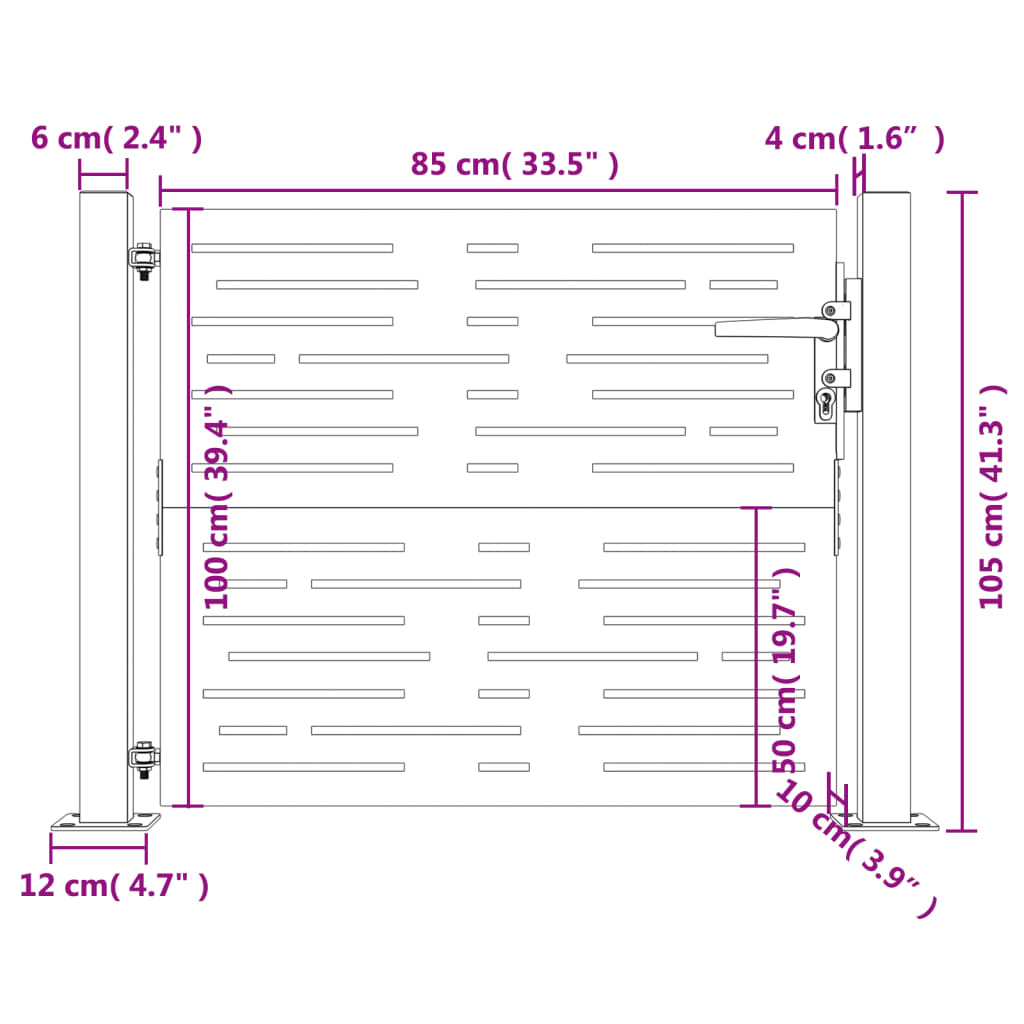 Poort 105x105 cm vierkant cortenstaal 105 x 105 cm