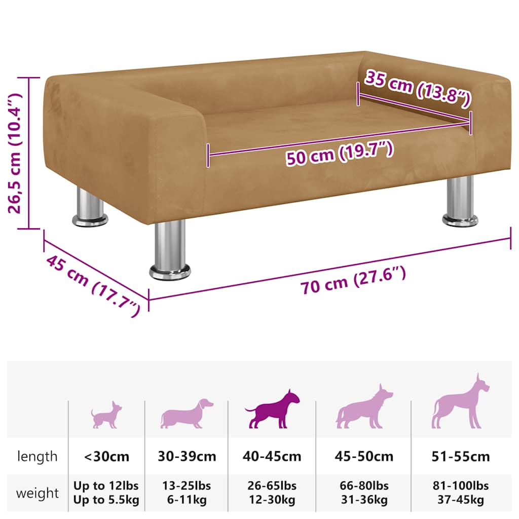 Hondenmand 70x45x26,5 cm fluweel bruin