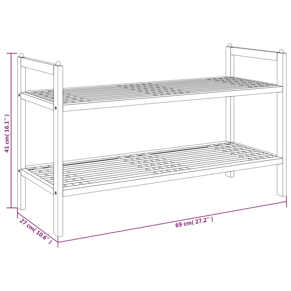 Schoenenrek 69X27X41 Cm Massief Walnotenhout