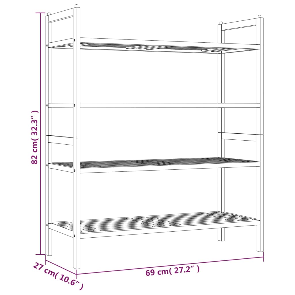 Schoenenrekken 2 St 69X27X41 Cm Massief Walnotenhout