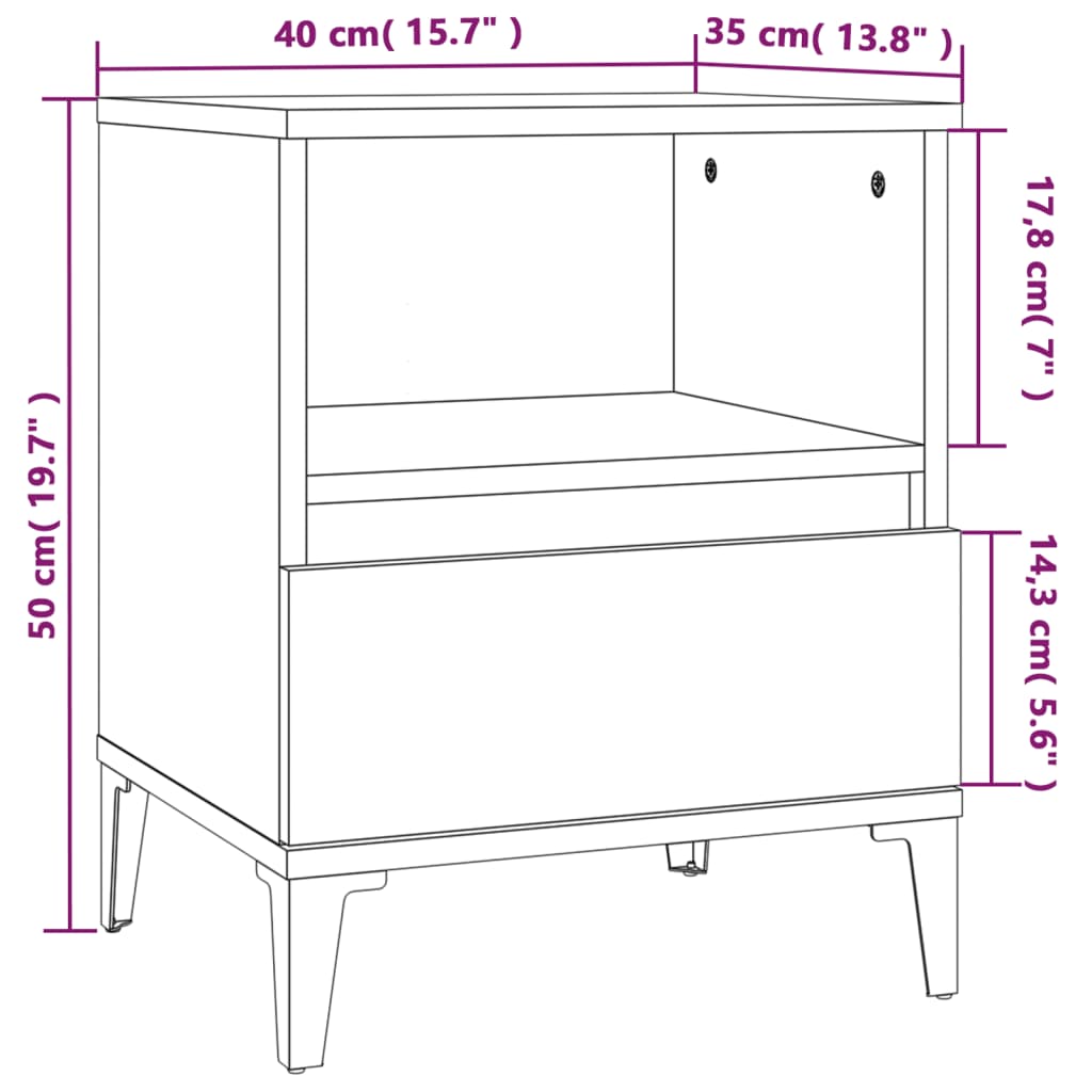 Nachtkastjes 2 St 40X35X50 Cm Wit