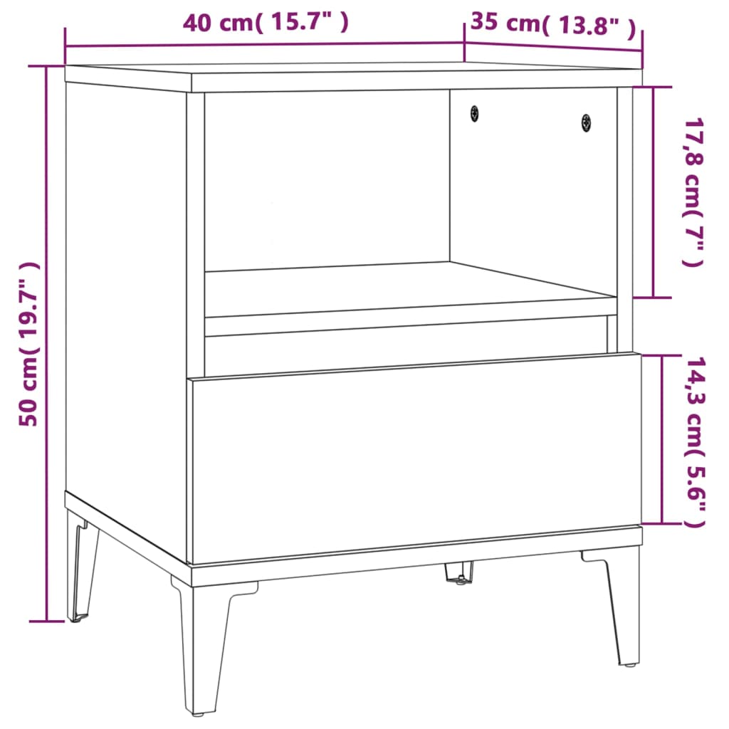 Nachtkastjes 2 St 40X35X50 Cm Gerookt Eikenkleurig
