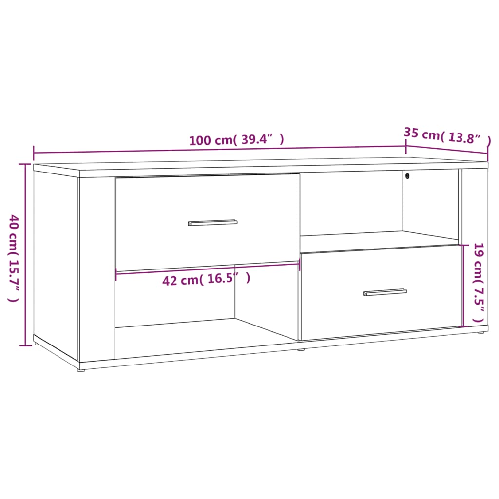 Tv-Meubel 00X35X40 Cm Bewerkt Hout Bruin Eikenkleur Bruineiken