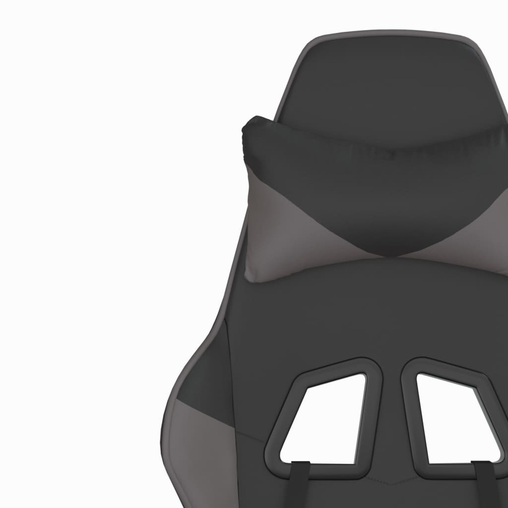 Gamestoel Kunstleer Zwart en grijs Met voetensteun