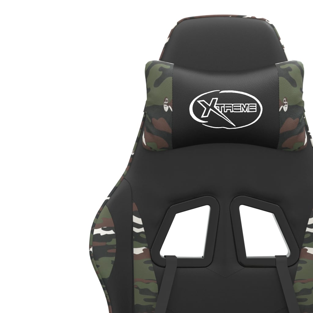 Gamestoel met voetensteun kunstleer zwart en camouflage Zwart en camouflage Met voetensteun