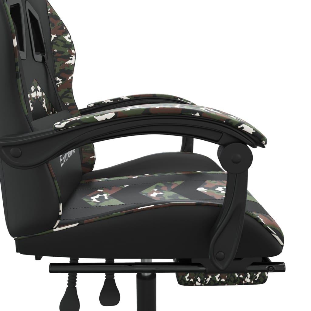 Gamestoel Kunstleer 1 Zwart en camouflage Met voetensteun