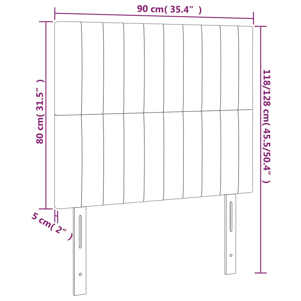 Hoofdborden 2 St 90X5X78/88 Cm Stof Kleurig Crème 90 cm Hoog