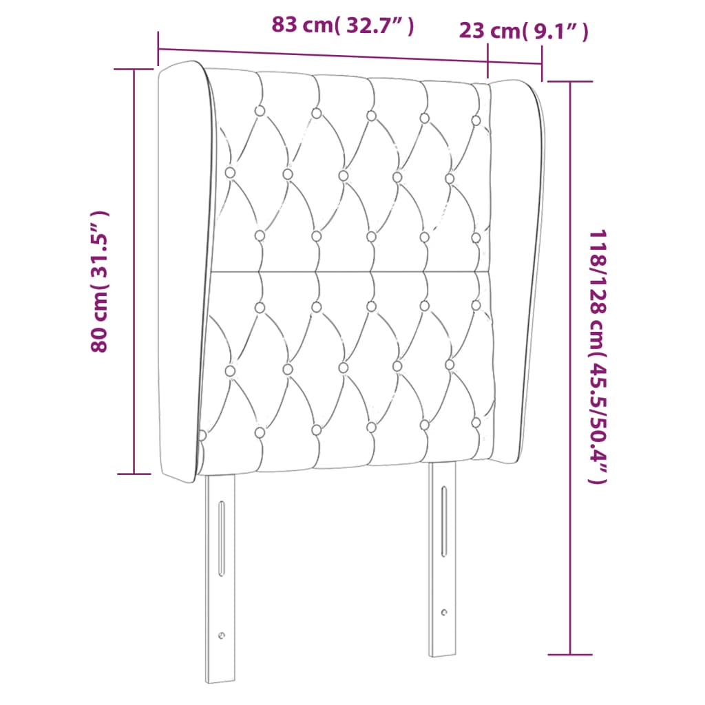 Hoofdbord Met Randen Stof 83 x 23 x 118/128 cm Blauw