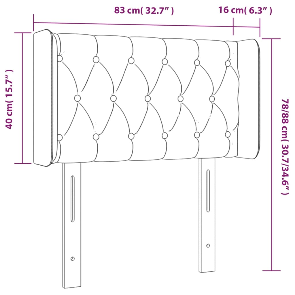 Hoofdbord Met Randen Stof 83 x 16 x 78/88 cm Blauw