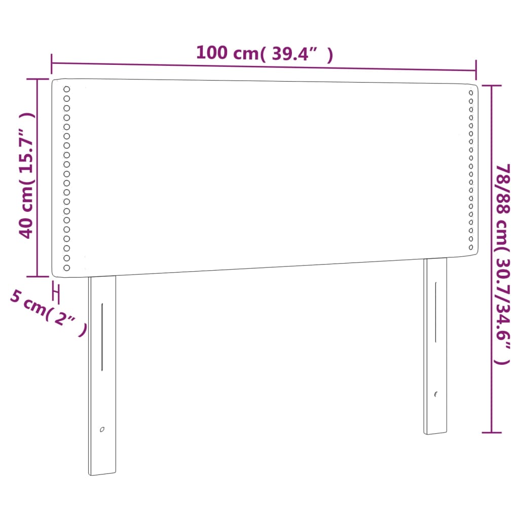 Hoofdbord LED 100x5x78/88 cm kunstleer grijs 100 x 5 x 78/88 cm Grijs