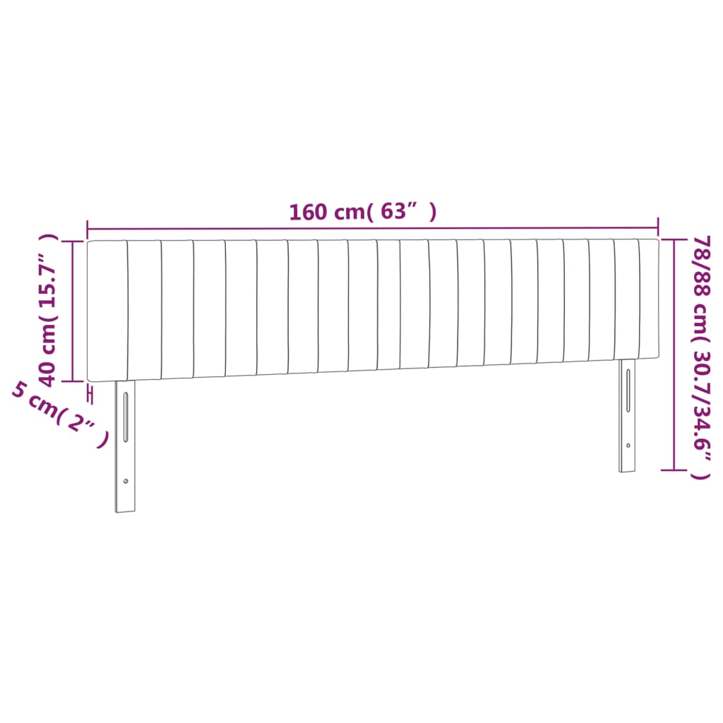 Hoofdbord Led Stof 160 x 5 x 78/88 cm Blauw