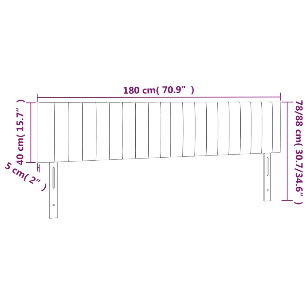Hoofdbord Led Stof 180 x 5 x 78/88 cm Donkergrijs