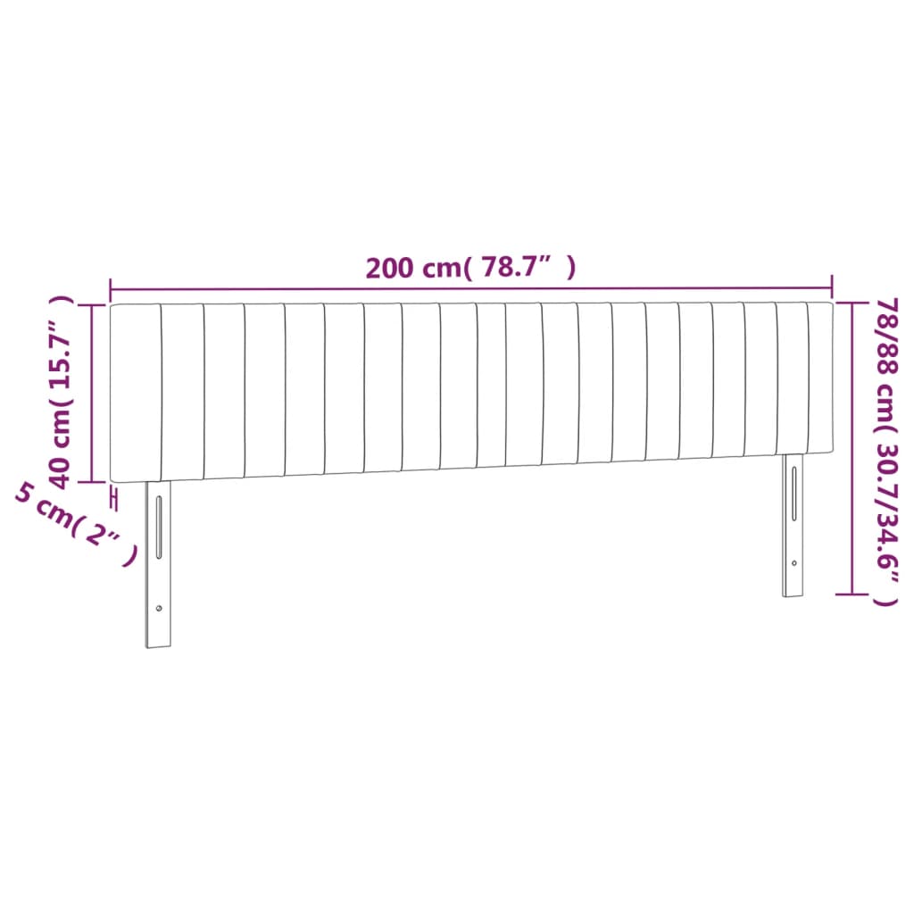 Hoofdbord Led Fluweel 200 x 5 x 78/88 cm Donkergrijs
