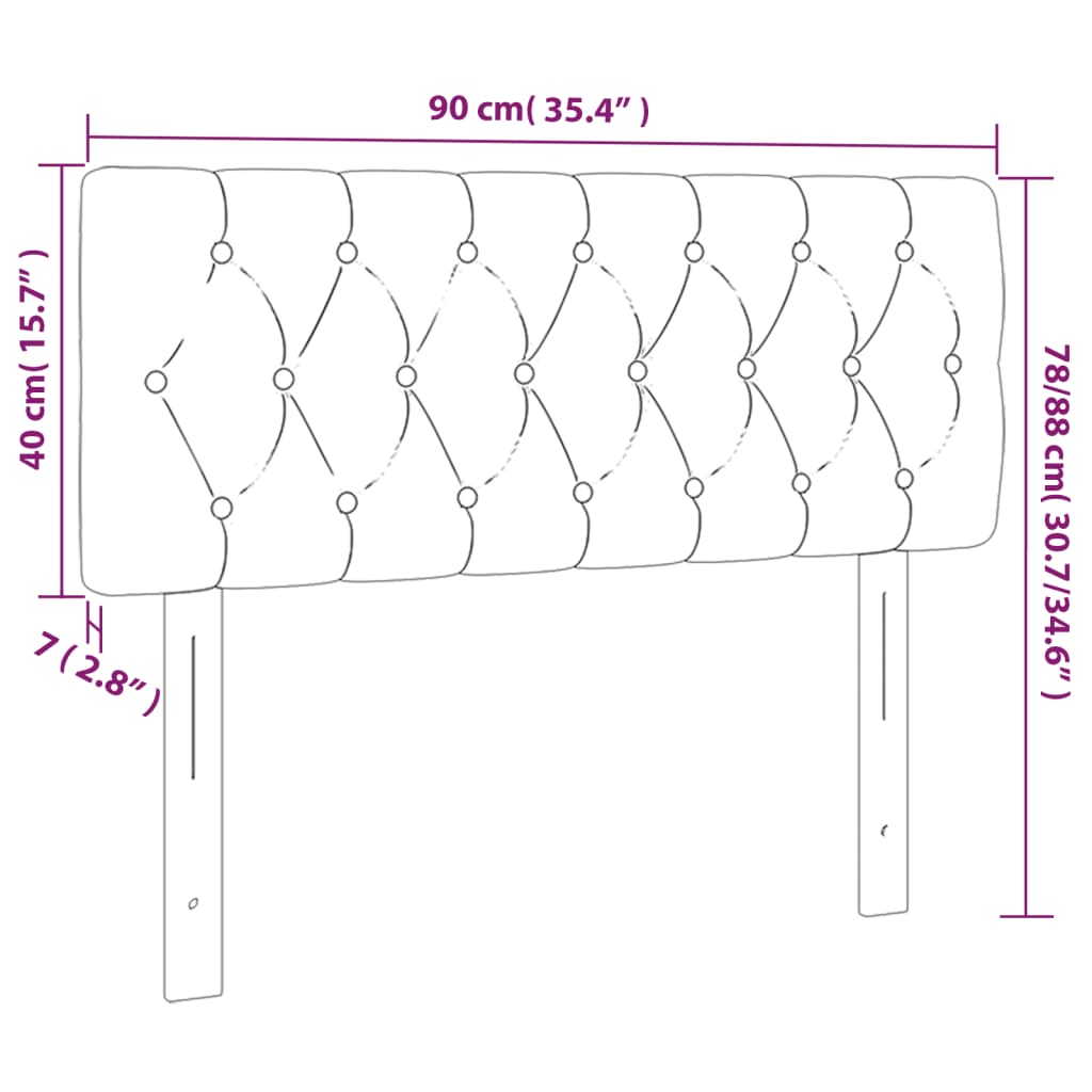 Hoofdbord Led Fluweel 90 x 7 x 78/88 cm Donkergrijs