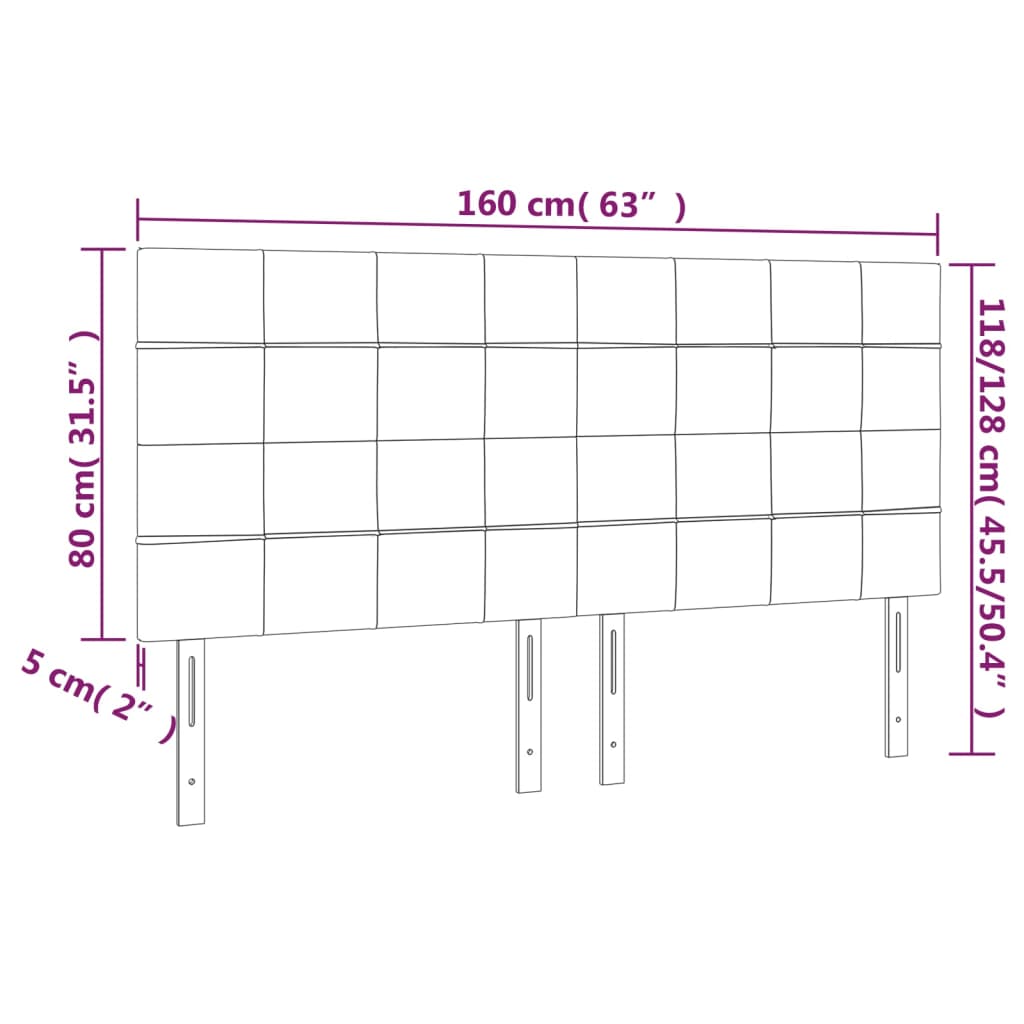 Hoofdbord LED 160x5x118/128 cm stof donkerbruin 160 x 5 x 118/128 cm Donkerbruin