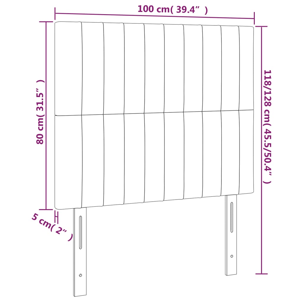 Hoofdbord Led Fluweel 100 x 5 x 118/128 cm Roze