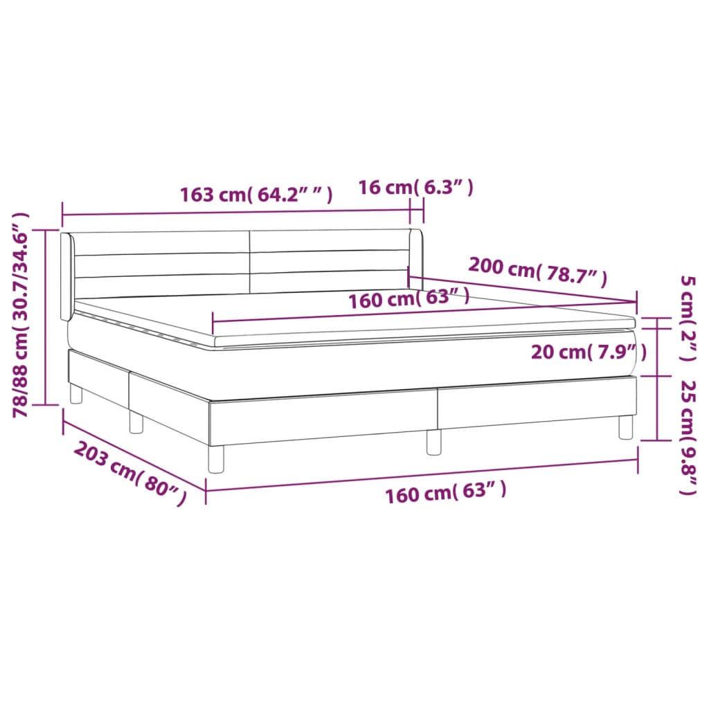 Boxspring Met Matras Stof Blauw 160 x 200 cm Horizontale strepen