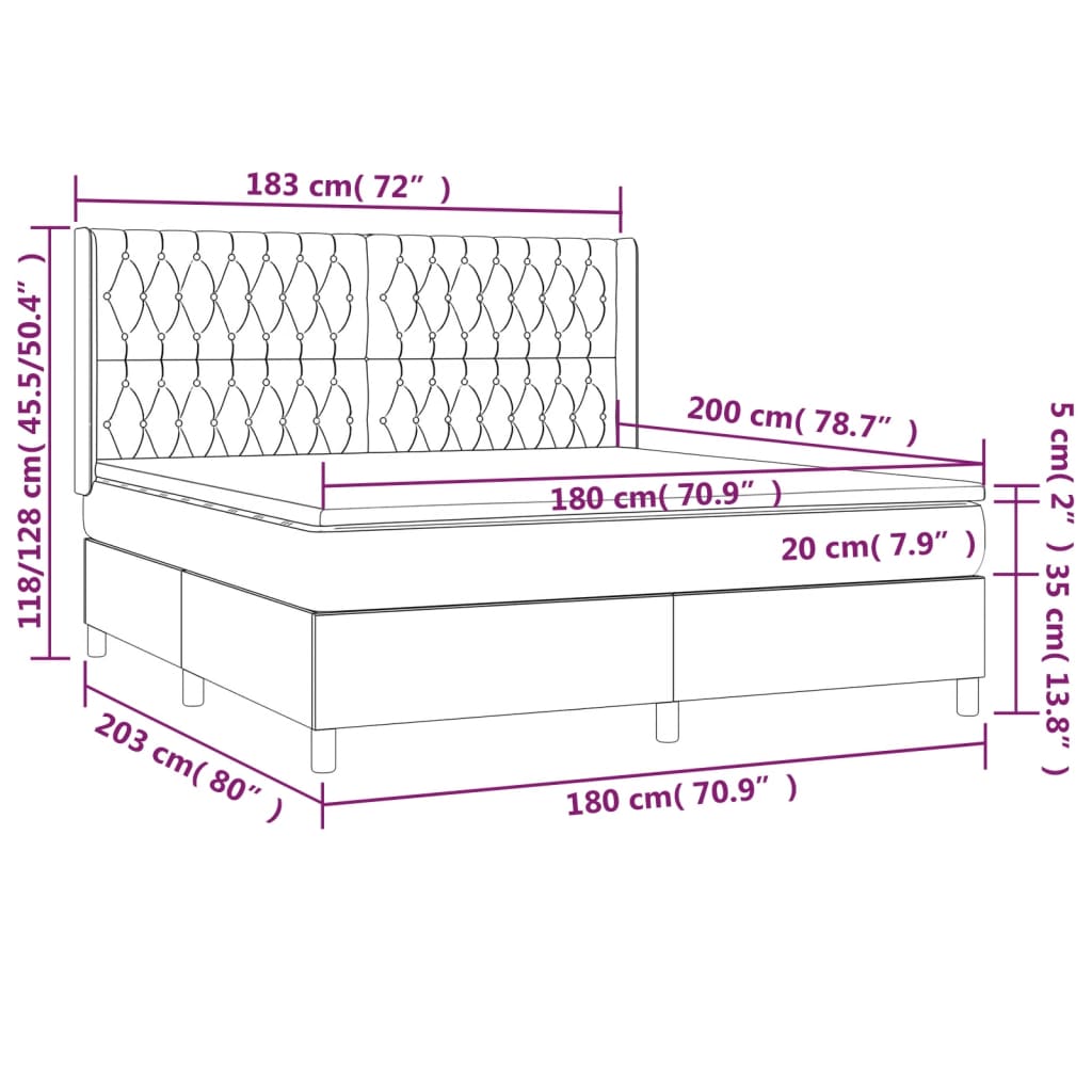 Boxspring Met Matras Stof Lichtgrijs 180 x 200 cm Getuft ontwerp