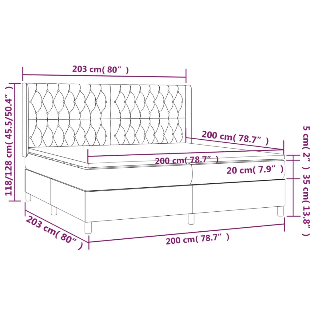 Boxspring Met Matras En Led Stof Kleurig Crème 200 x 200 cm Getuft ontwerp