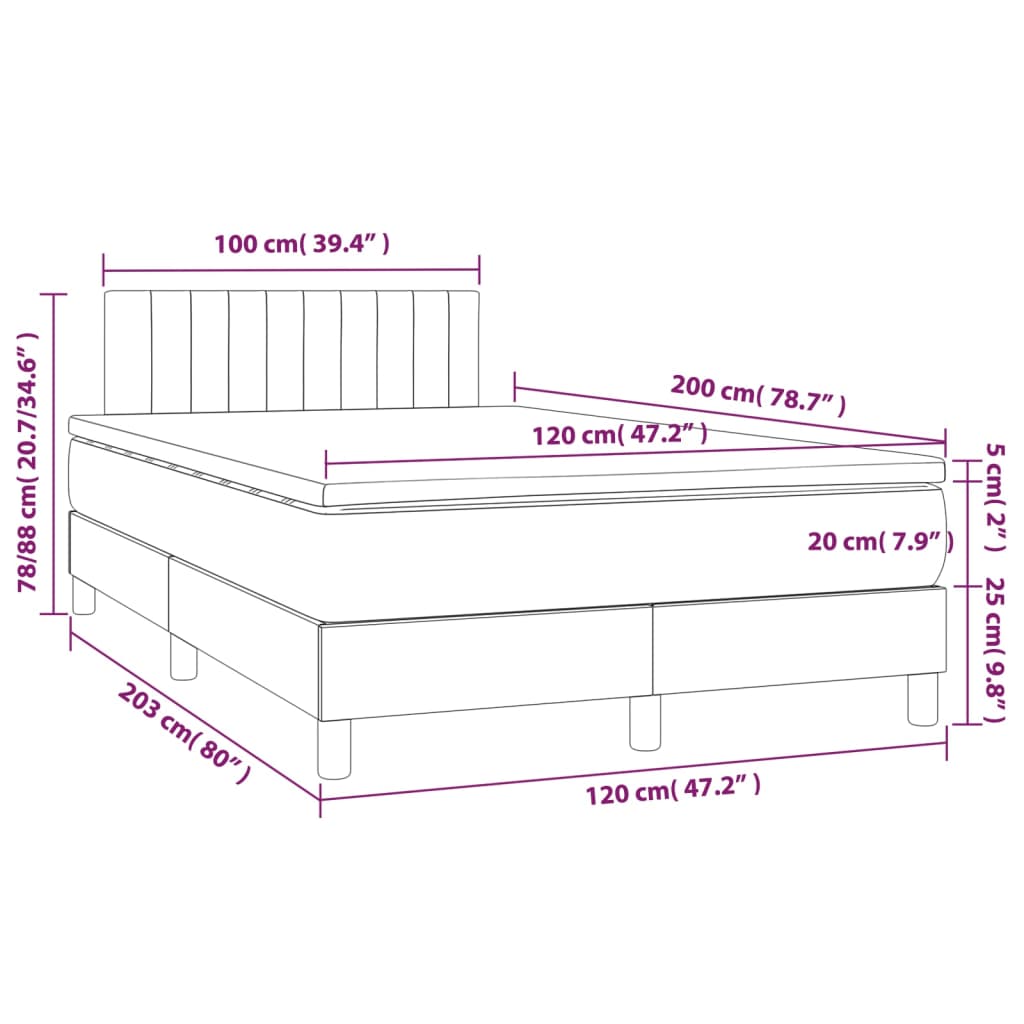Boxspring met matras en LED fluweel donkerblauw 120x200 cm 120 x 200 cm Donkerblauw