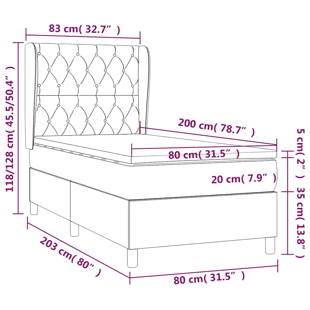 Boxspring met matras fluweel donkergroen 80x200 cm