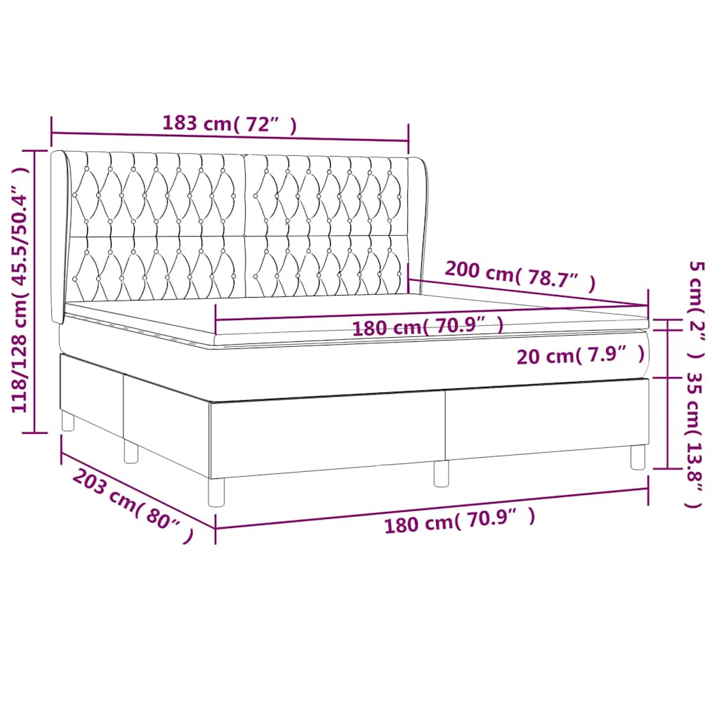 Boxspring met matras fluweel donkergroen 180x200 cm
