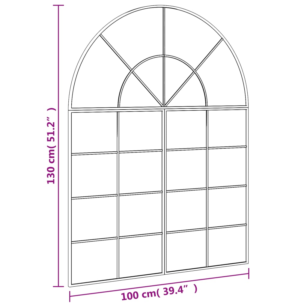 Wandspiegel Boog Ijzer Zwart 100 x 130 cm