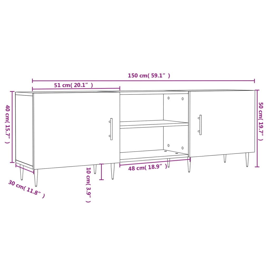 Tv-Meubel 50X30X50 Cm Bewerkt Hout Kleurig Sonoma eiken
