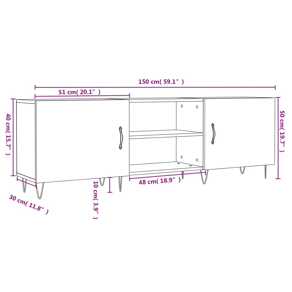 Tv-Meubel 50X30X50 Cm Bewerkt Hout Kleurig Sonoma eiken