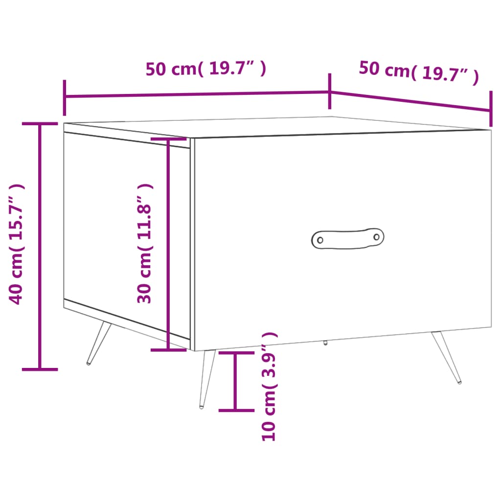 Salontafel 50X50X40 Cm Bewerkt Hout 1 Betongrijs