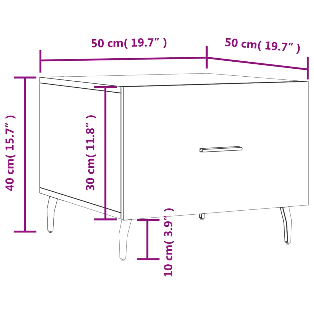 Salontafel 50X50X40 Cm Bewerkt Hout 1 Hoogglans wit
