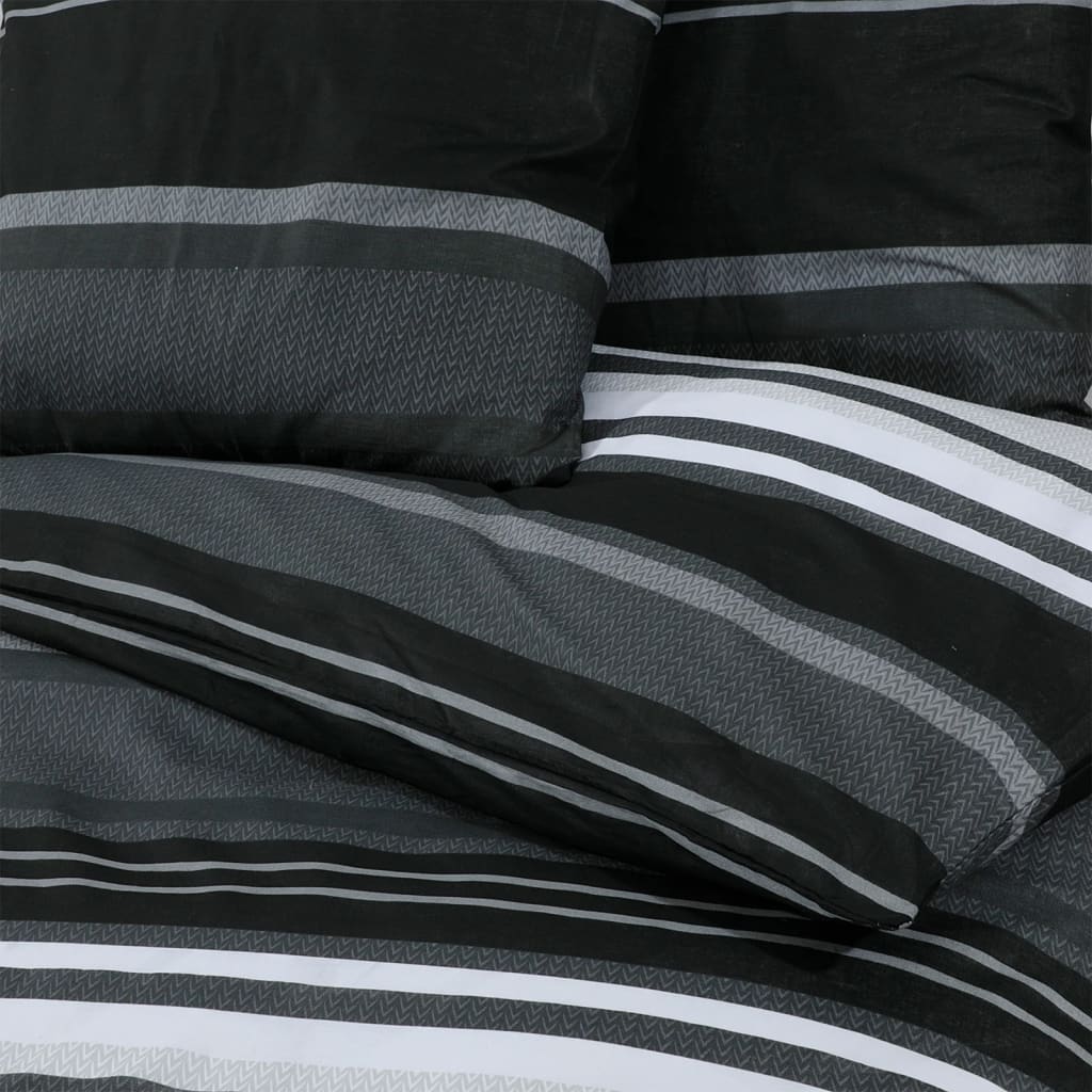 Dekbedovertrekset 200x220 cm katoen zwart en wit 2 200 x 220 cm + 80 x 80 cm