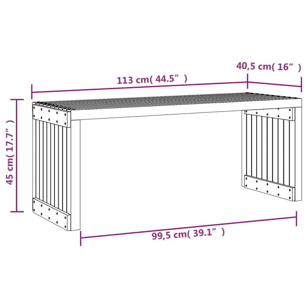 Tuinbankje verlengbaar 212,5x40,5x45 cm massief grenenhout wit