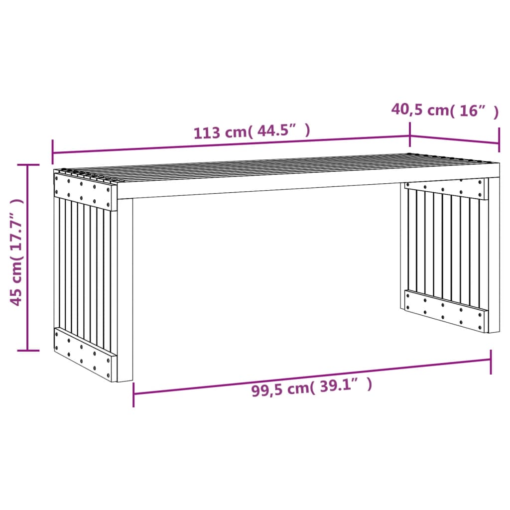 Tuinbankje verlengbaar 212,5x40,5x45 cm massief douglashout