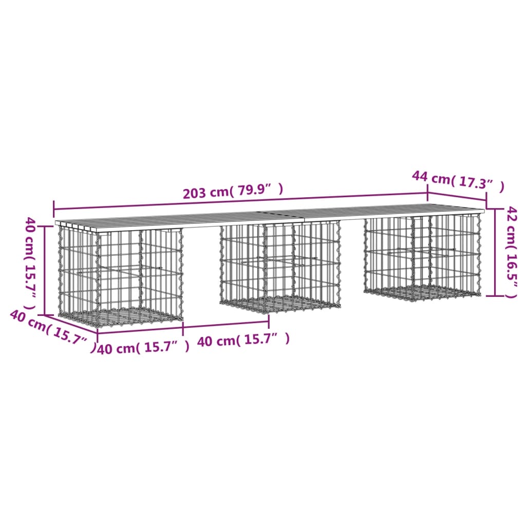 Tuinbank Schanskorfontwerp Massief Douglashout 203 x 44 x 42 cm Natuurlijk douglashout