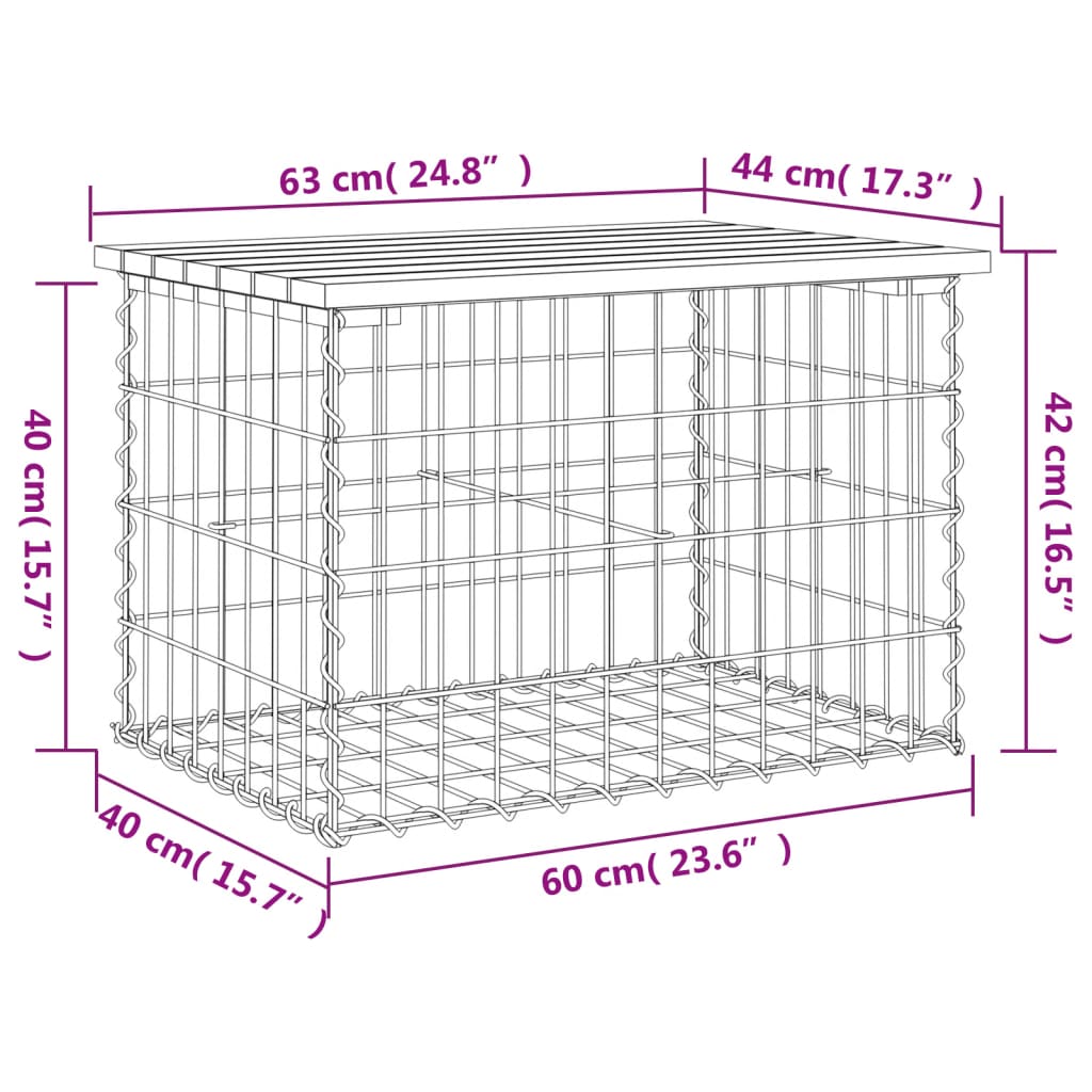 Tuinbank Schanskorfontwerp Massief Douglashout 63 x 44 x 42 cm Natuurlijk douglashout