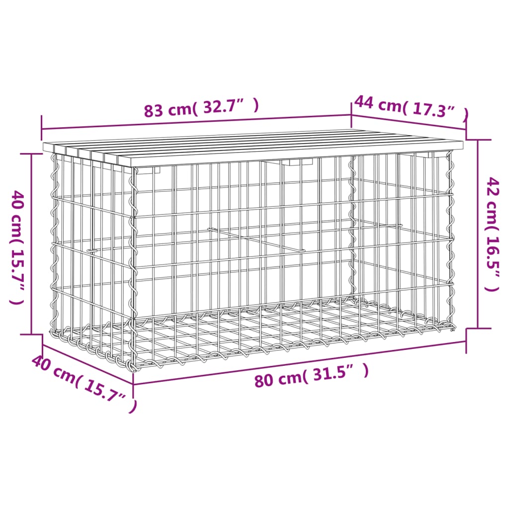 Tuinbank schanskorfontwerp 83x44x42 cm geïmpregneerd hout