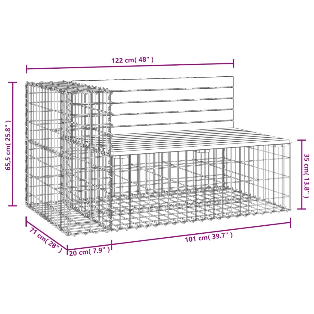 Tuinbank Schanskorfontwerp 22X7X65,5 Cm Geïmpregneerd Hout 122 x 71 x 65.5 cm Donkerbruin