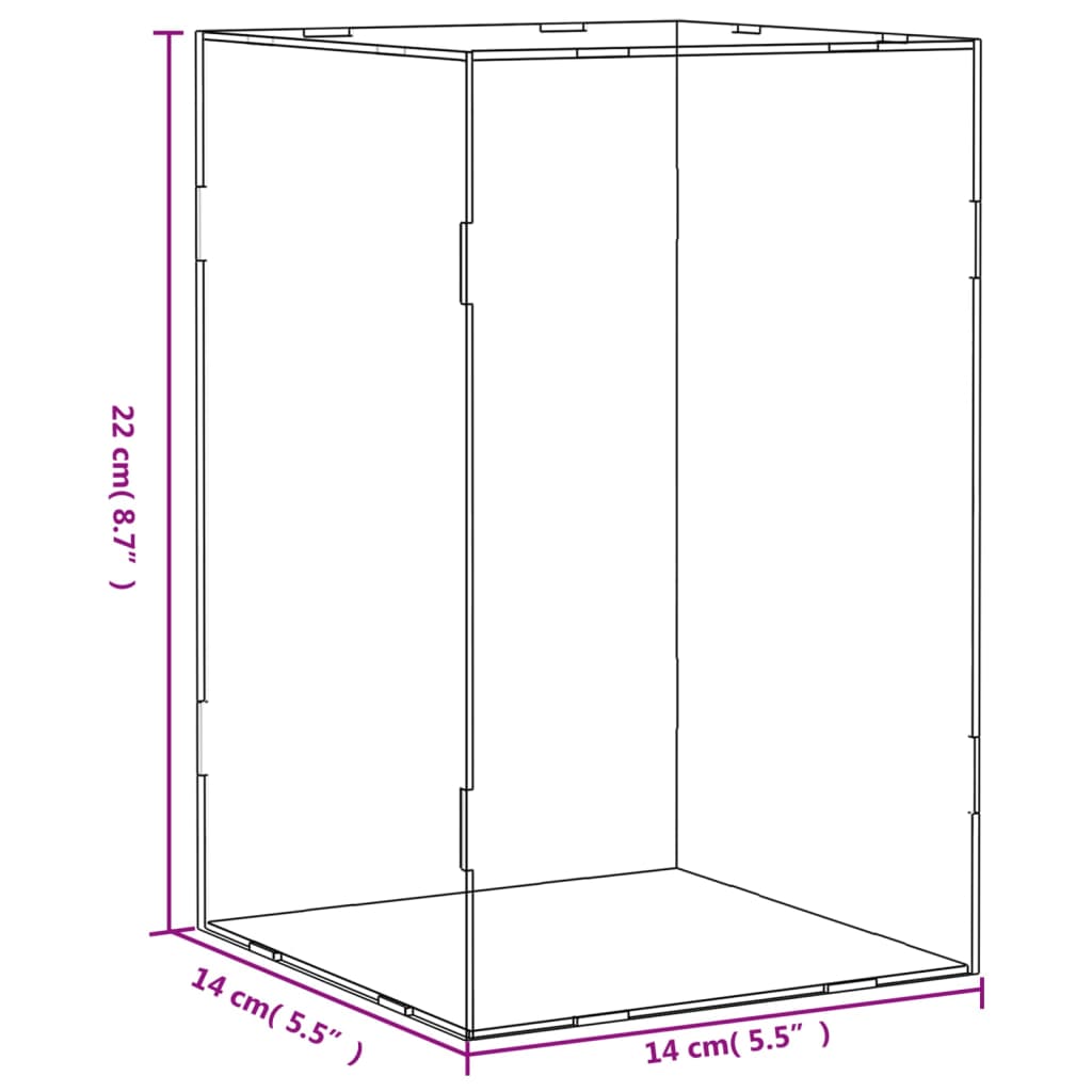 Vitrine Transparant Acryl 14 x 14 x 22 cm