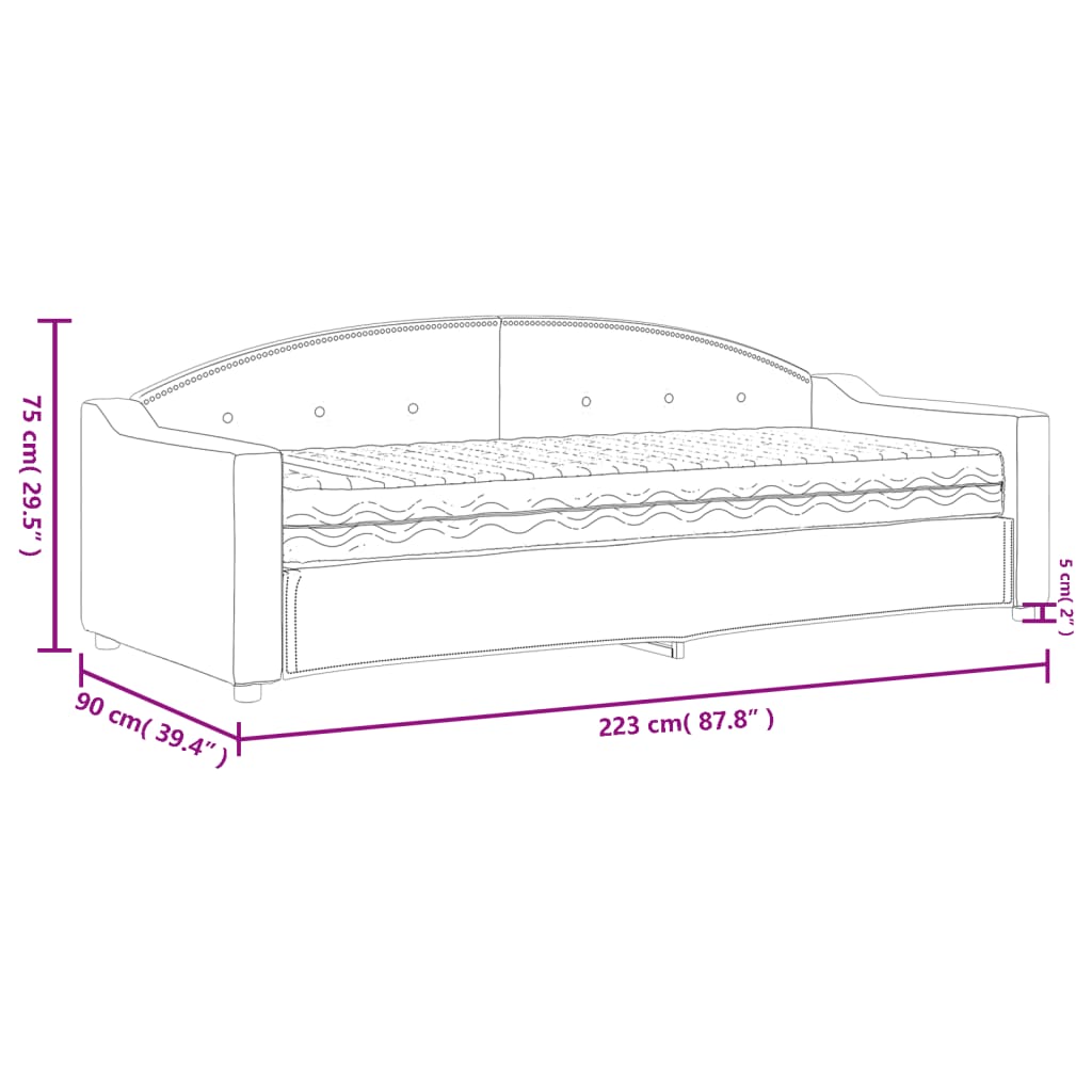 Slaapbank Stof 80 x 200 cm Zwart met matras