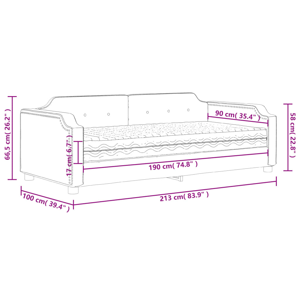 Slaapbank Stof 90 x 190 cm Zwart met matras