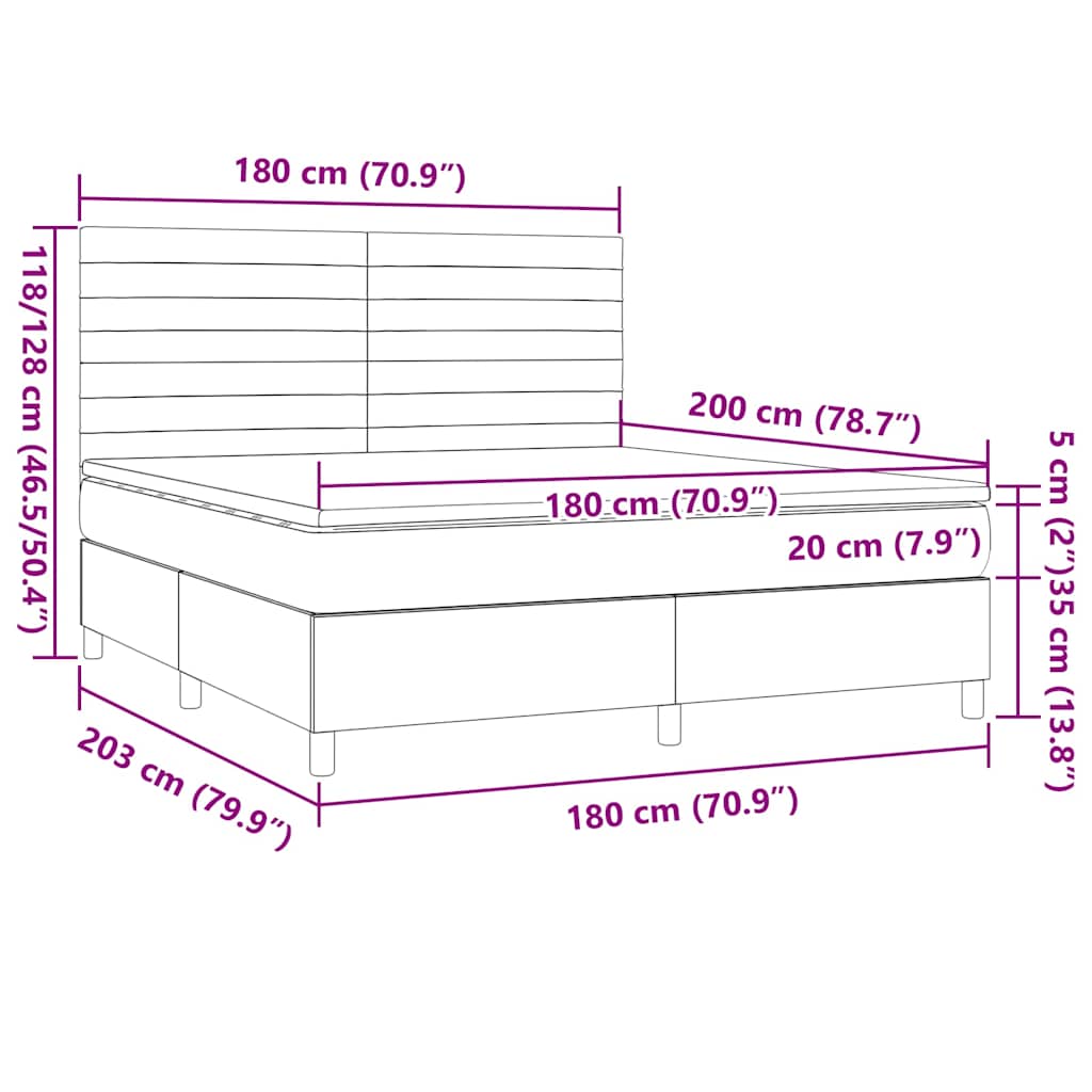 Boxspring Met Matras Stof 180 x 200 cm Donkerbruin